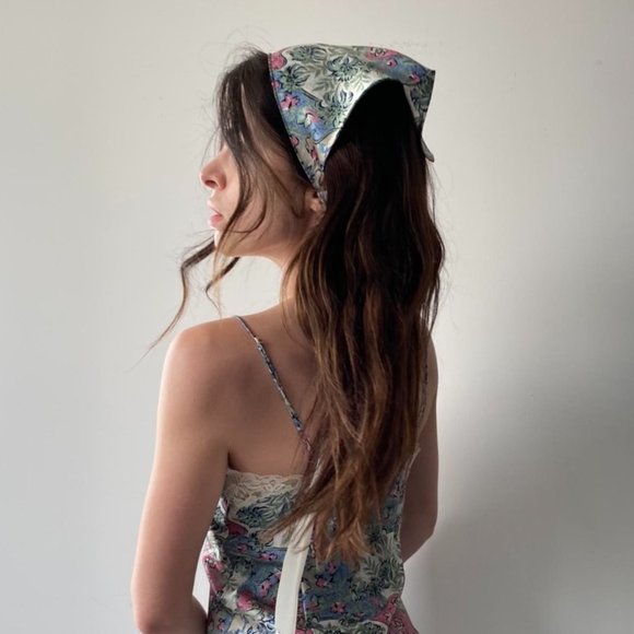 Vintage Satin Paisley Slip Dress with matching Handmade Bandana - Picture 3 of 4